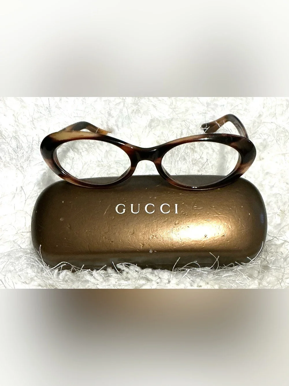Gucci Brown Tortoise Cat-Eye Women's Glasses